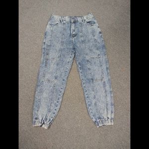 NWT Shein Acid Wash Moto Jean Joggers